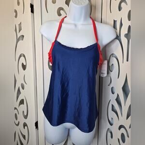 Xersion Tankini Top Small Navy Red Racerback Adjustable Strap Swim Top NWT